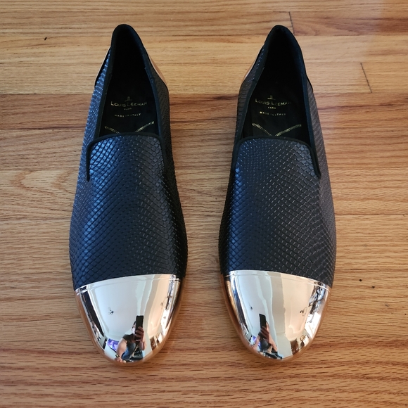 New Louis Leeman Men\'s Woven Black Gold Capped Loafer Shoes Size 44 US 1… main image 11